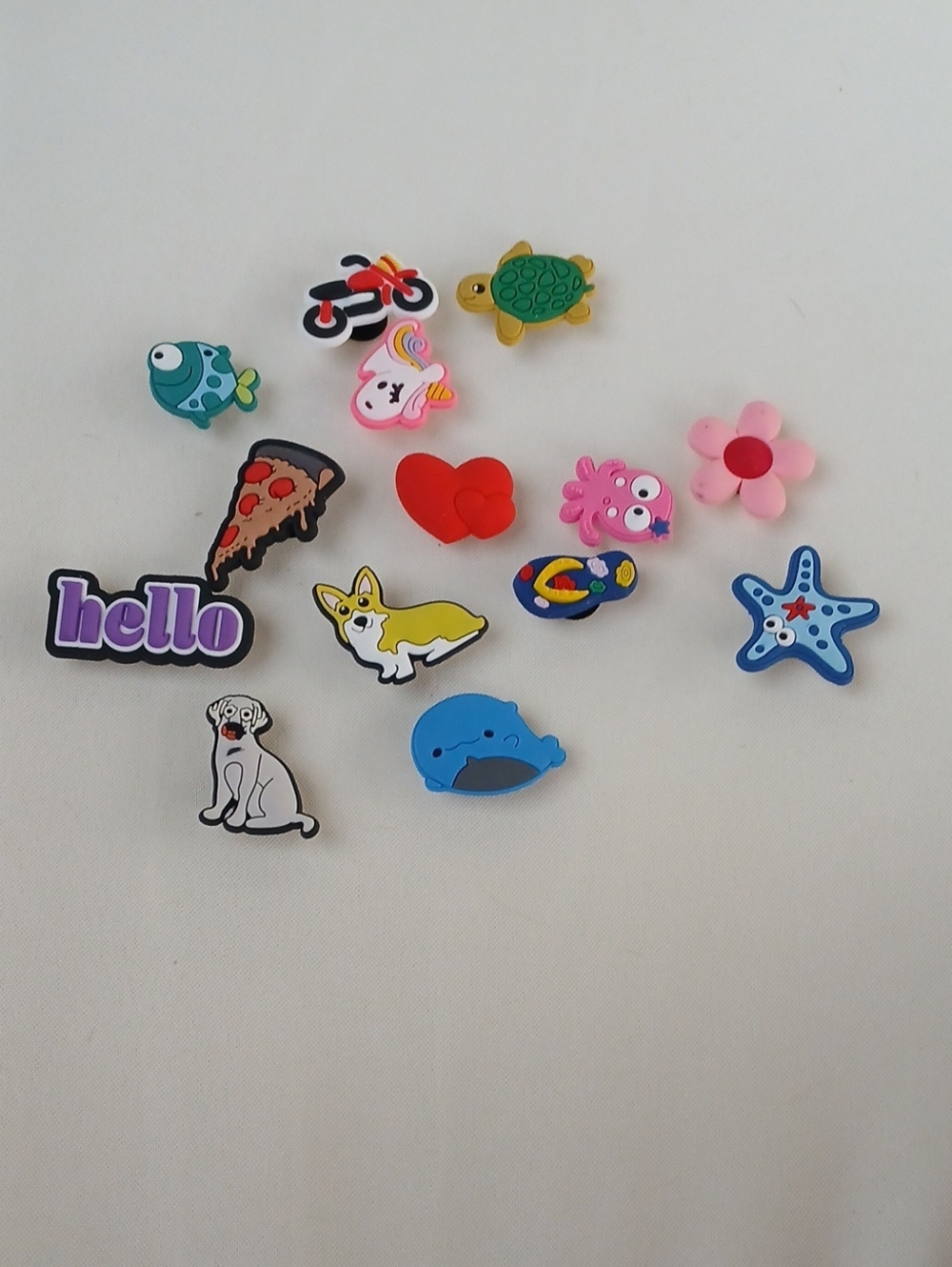 Decorative Shoe Charms - Assorted Cute Icons in Pink Red Blue Green